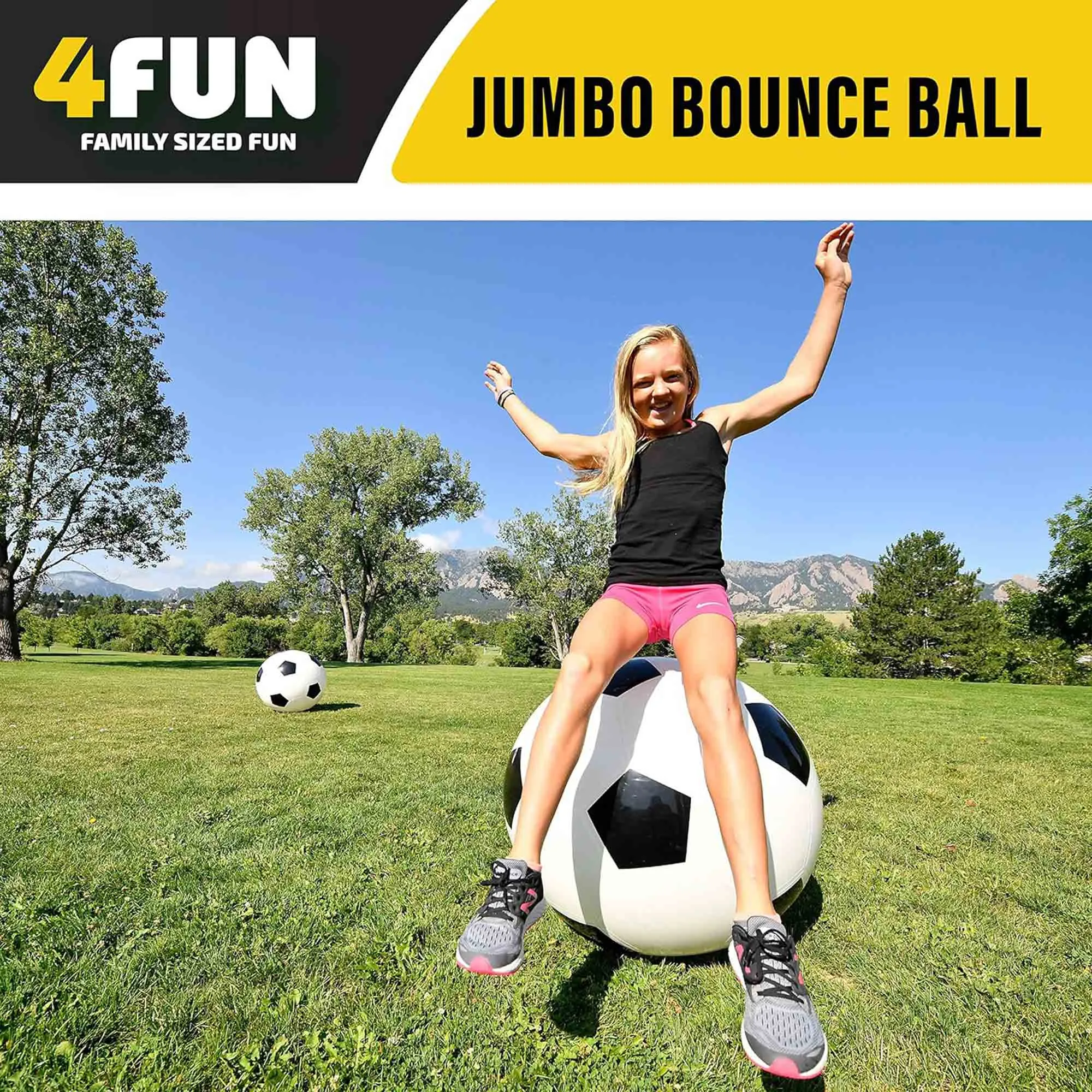 4FUN Giant Inflatable Durable Soccer Ball with Pump, 30 Inch, Black and White