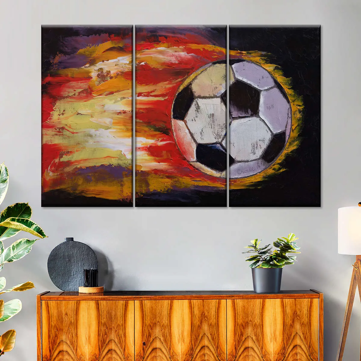 A Blazing Soccer Ball Wall Art