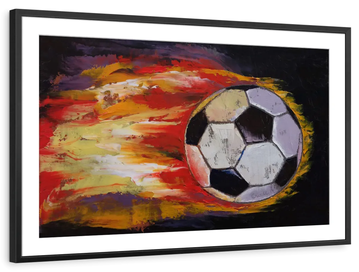 A Blazing Soccer Ball Wall Art