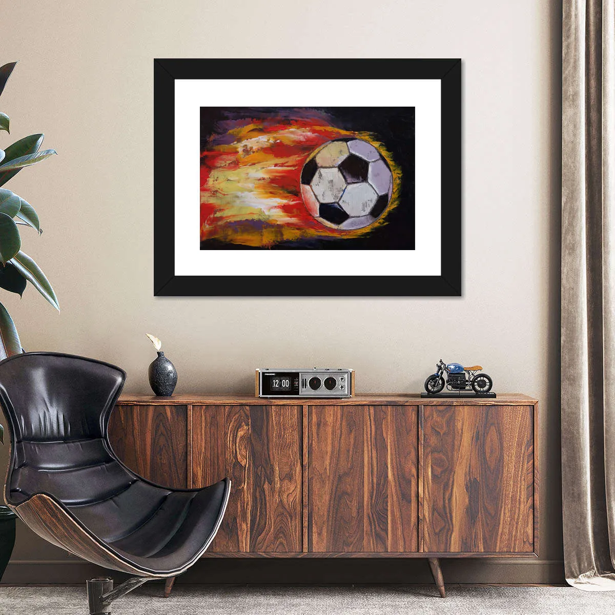 A Blazing Soccer Ball Wall Art