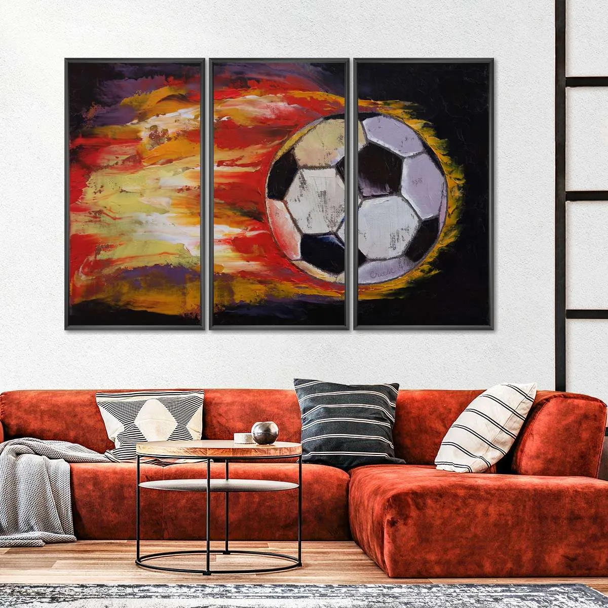 A Blazing Soccer Ball Wall Art