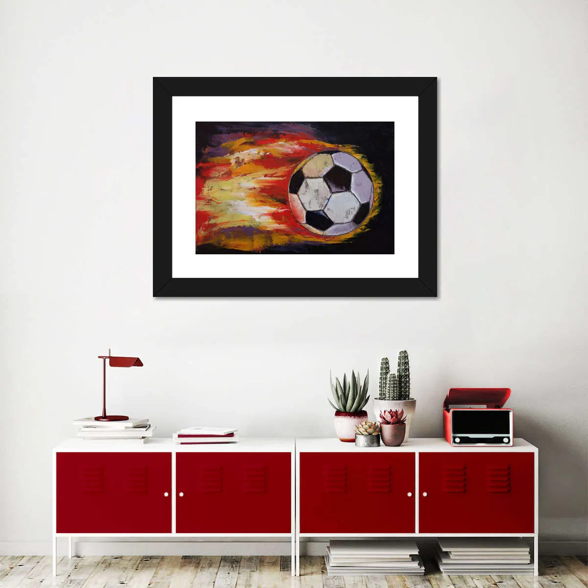 A Blazing Soccer Ball Wall Art