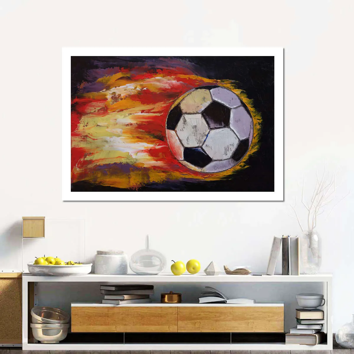 A Blazing Soccer Ball Wall Art