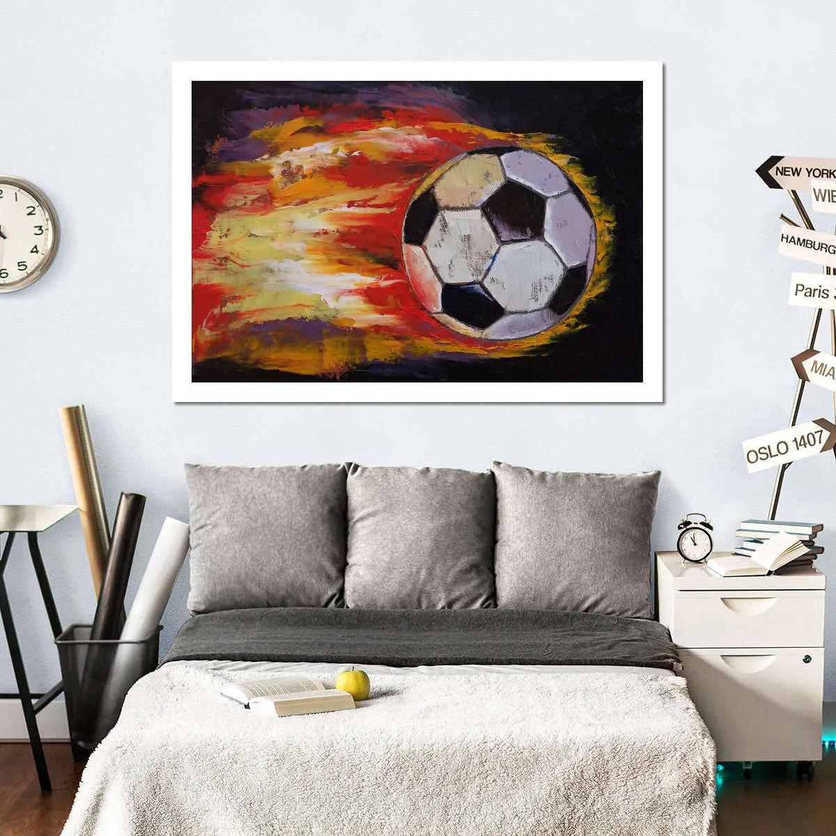 A Blazing Soccer Ball Wall Art