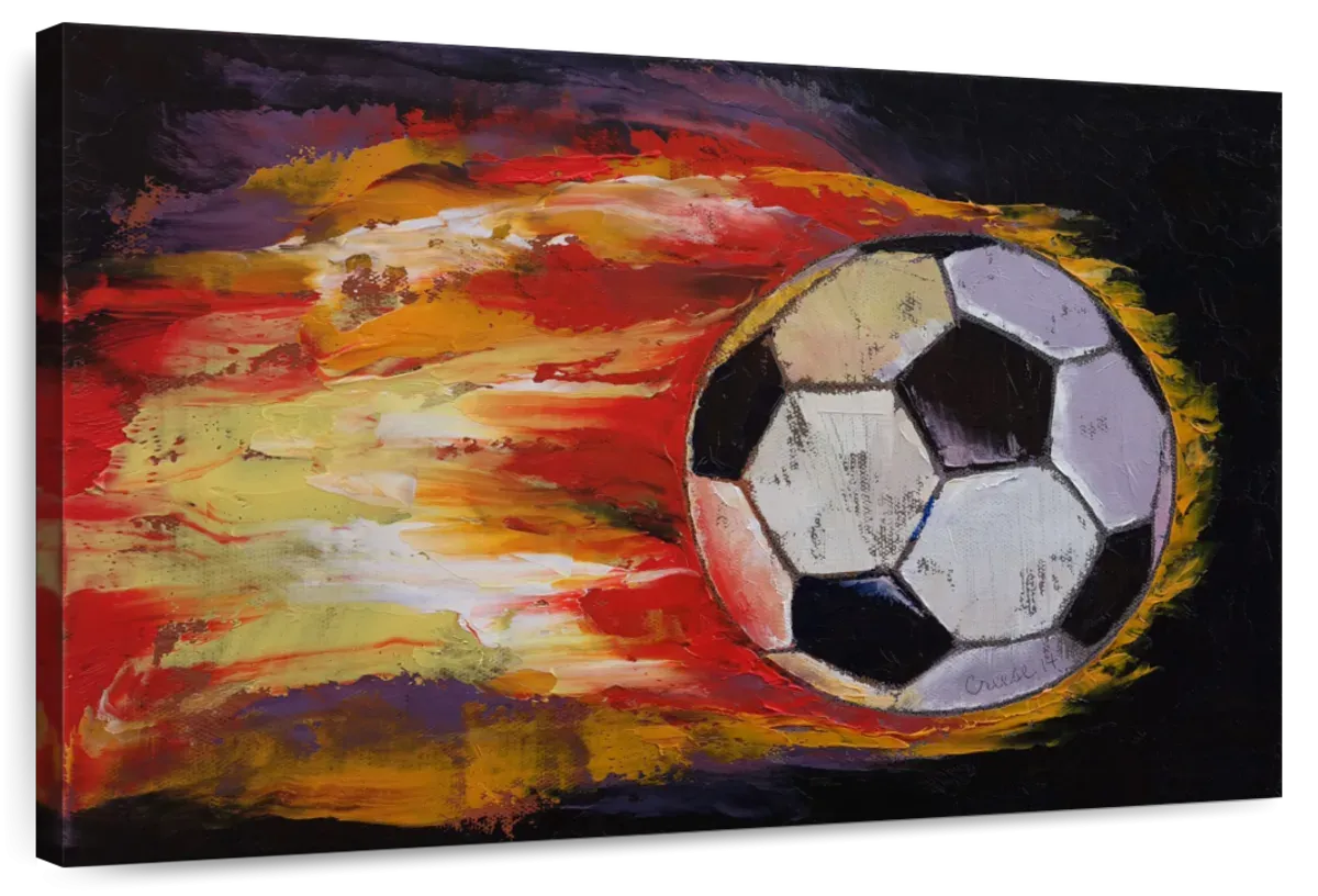 A Blazing Soccer Ball Wall Art