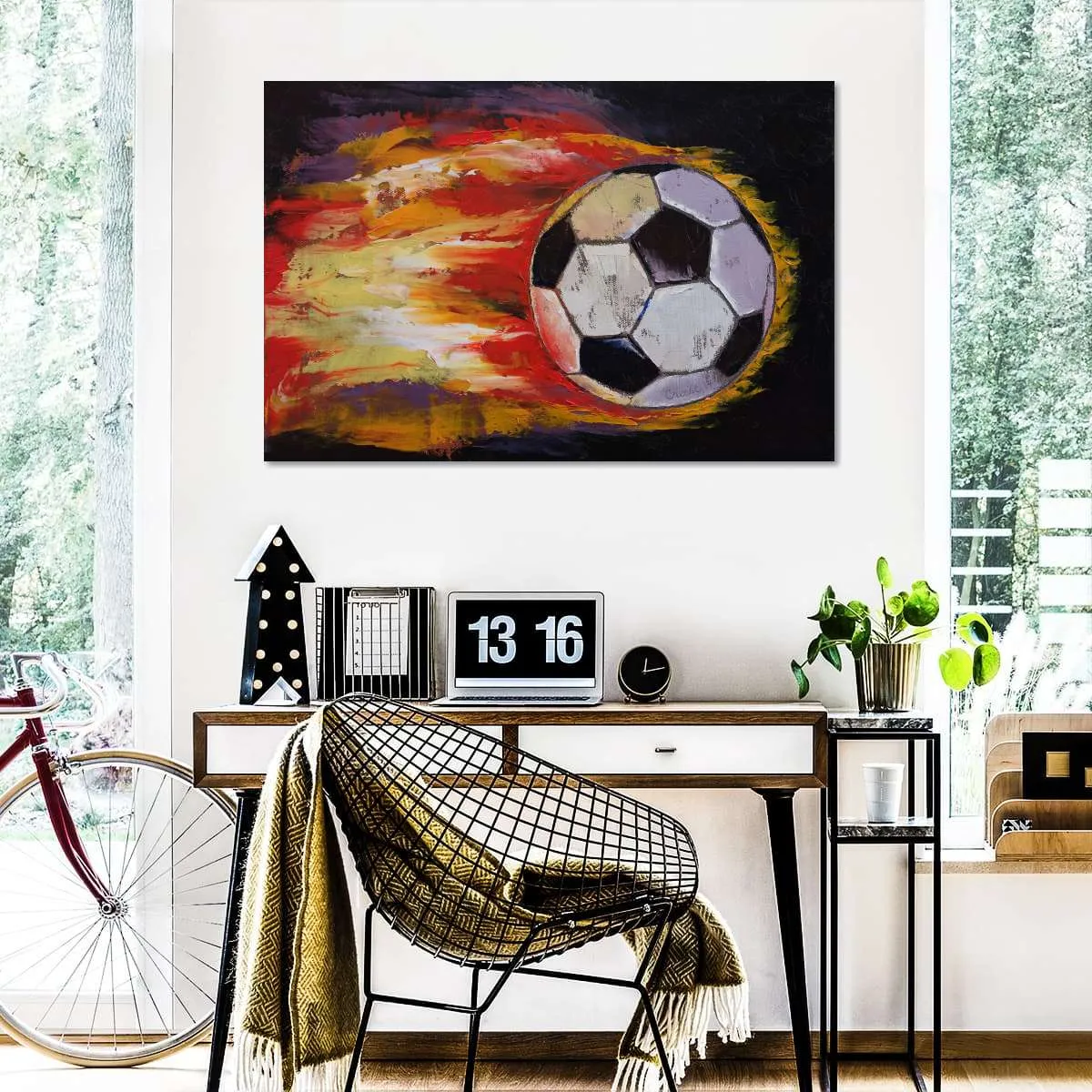 A Blazing Soccer Ball Wall Art