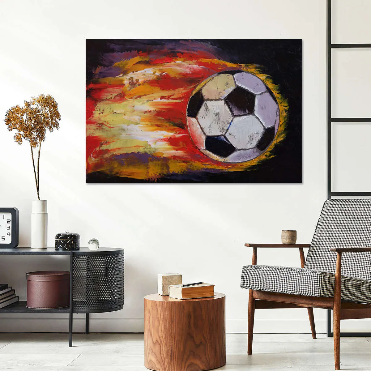 A Blazing Soccer Ball Wall Art