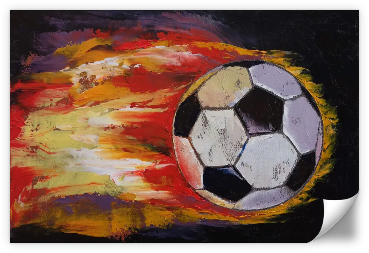 A Blazing Soccer Ball Wall Art