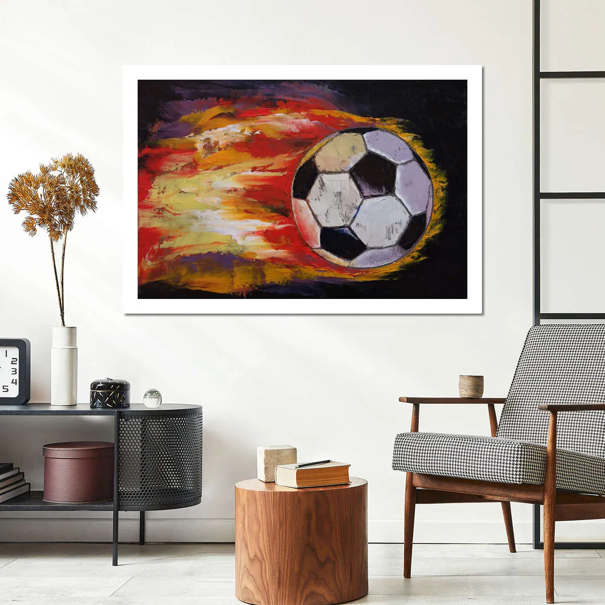 A Blazing Soccer Ball Wall Art