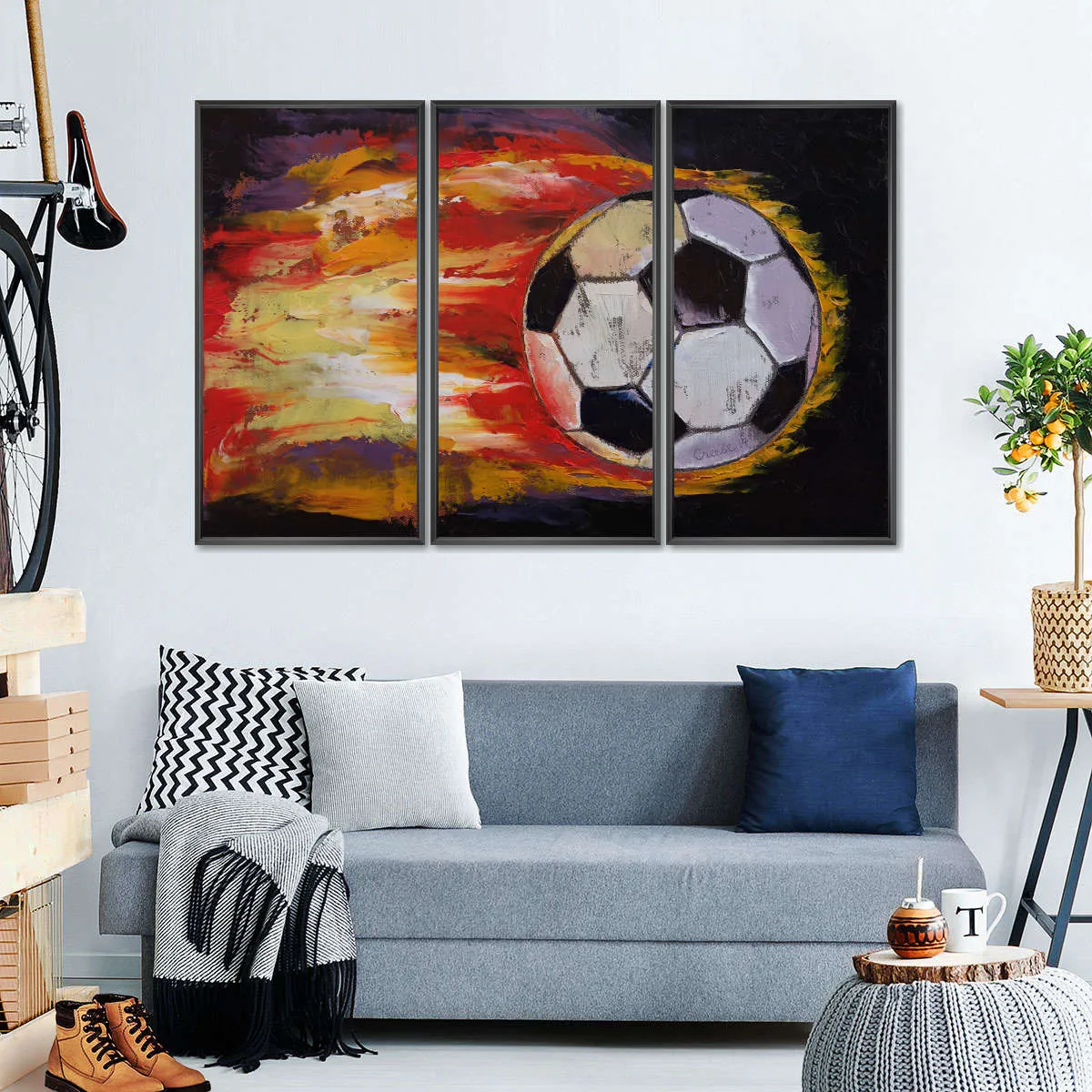 A Blazing Soccer Ball Wall Art