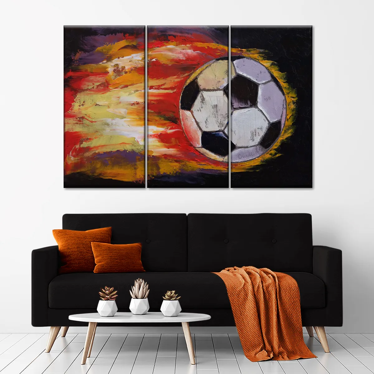 A Blazing Soccer Ball Wall Art