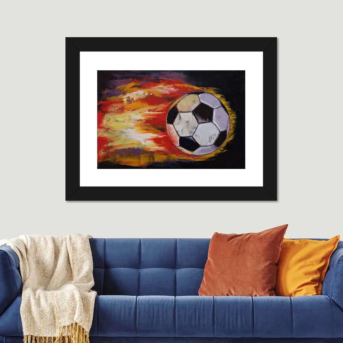 A Blazing Soccer Ball Wall Art