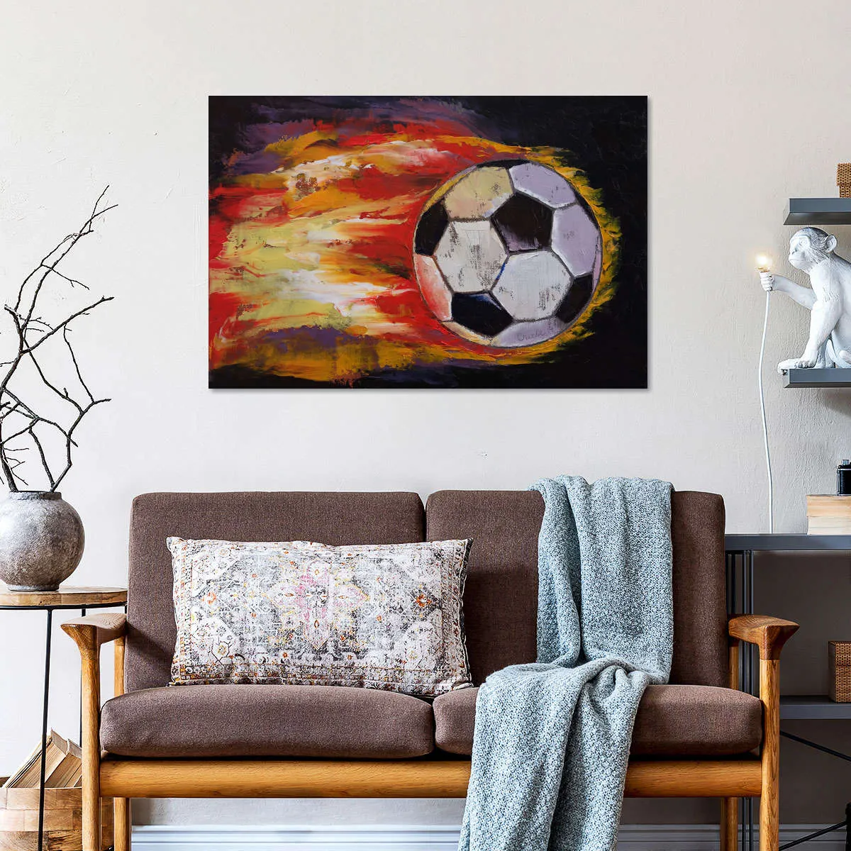 A Blazing Soccer Ball Wall Art