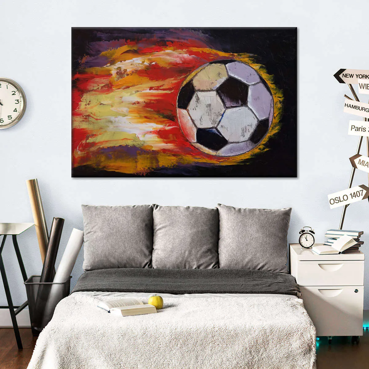 A Blazing Soccer Ball Wall Art