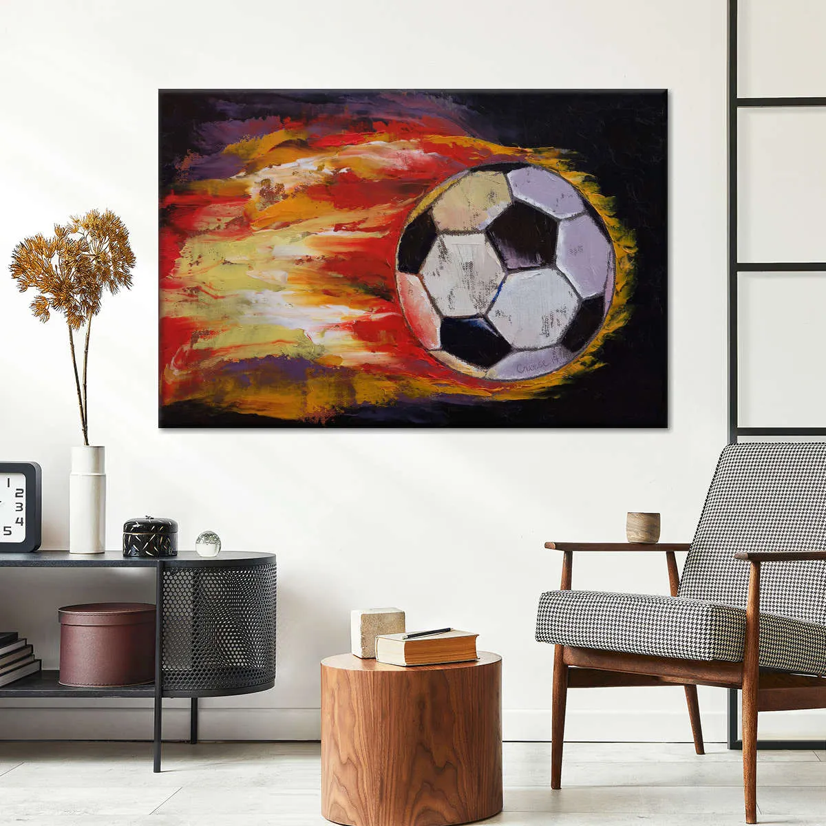 A Blazing Soccer Ball Wall Art