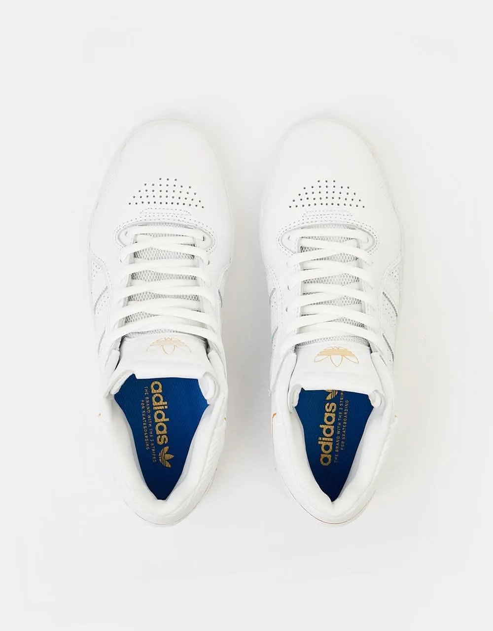 adidas Tyshawn Skate Shoes - White/White/Gold Metallic