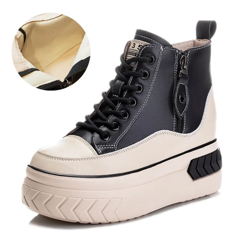 Ashore Shop 2023 High Platform Sneakers Women Shoes Genuine leather Sneakers