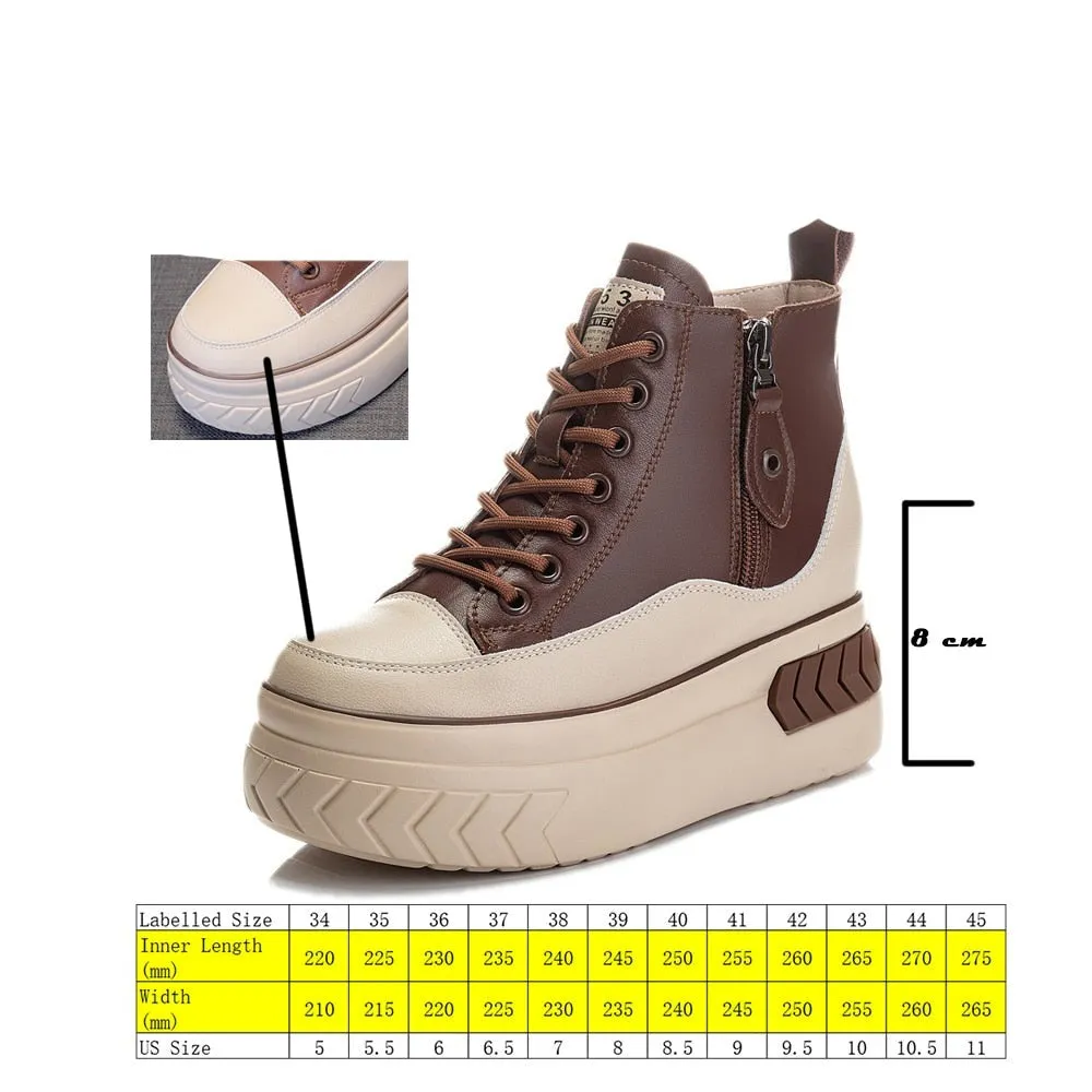 Ashore Shop 2023 High Platform Sneakers Women Shoes Genuine leather Sneakers