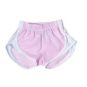 Athletic Shorts - Pink Check with White Sides