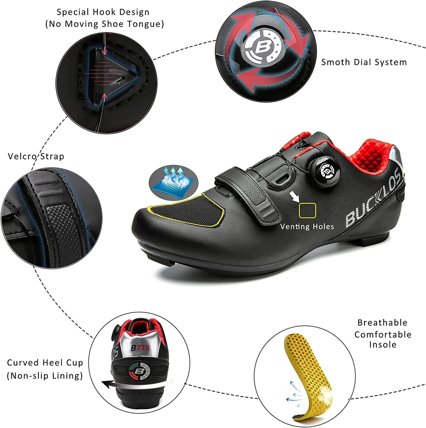 B718 Road Cycling Shoes with Cleats