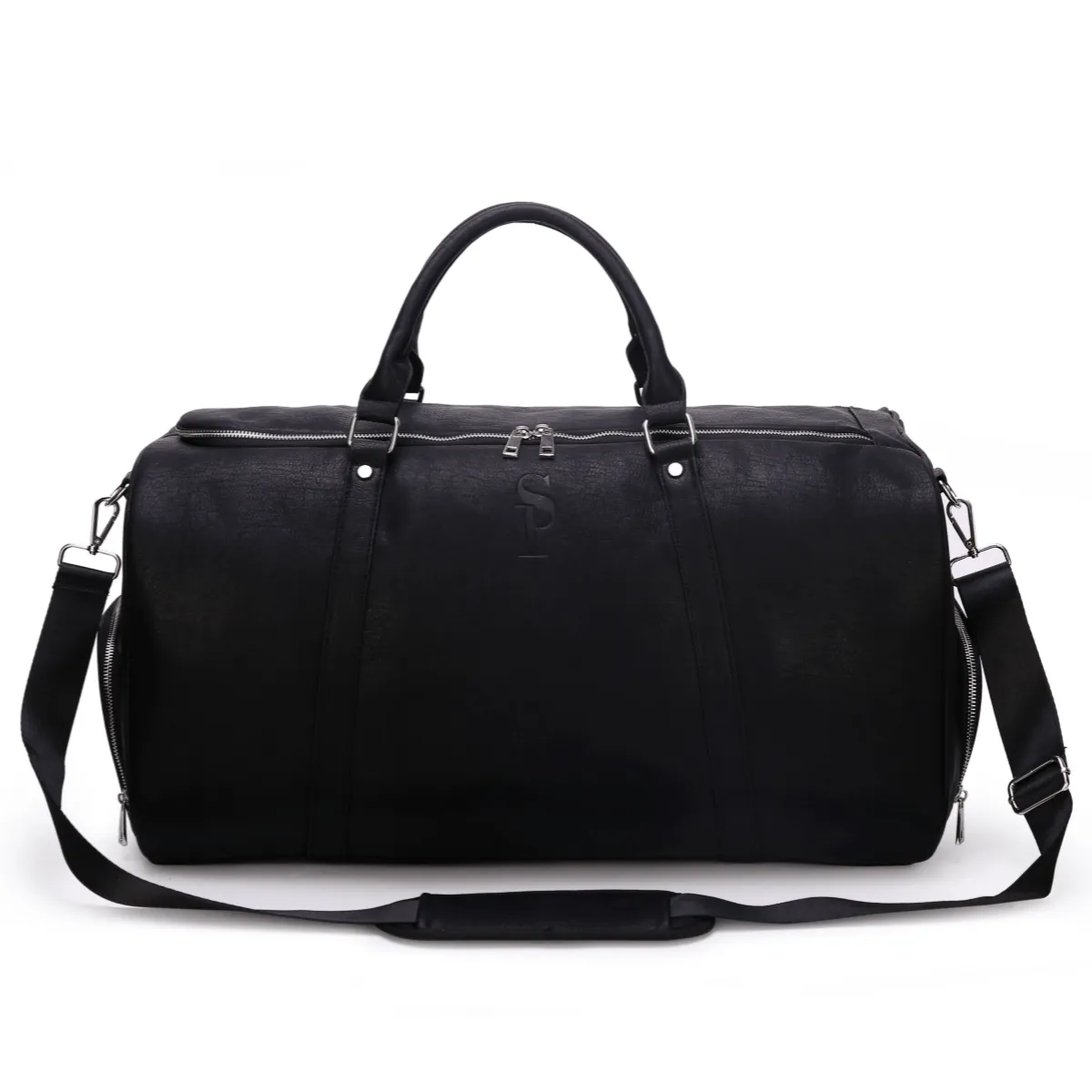 Black Leather Duffle Bag