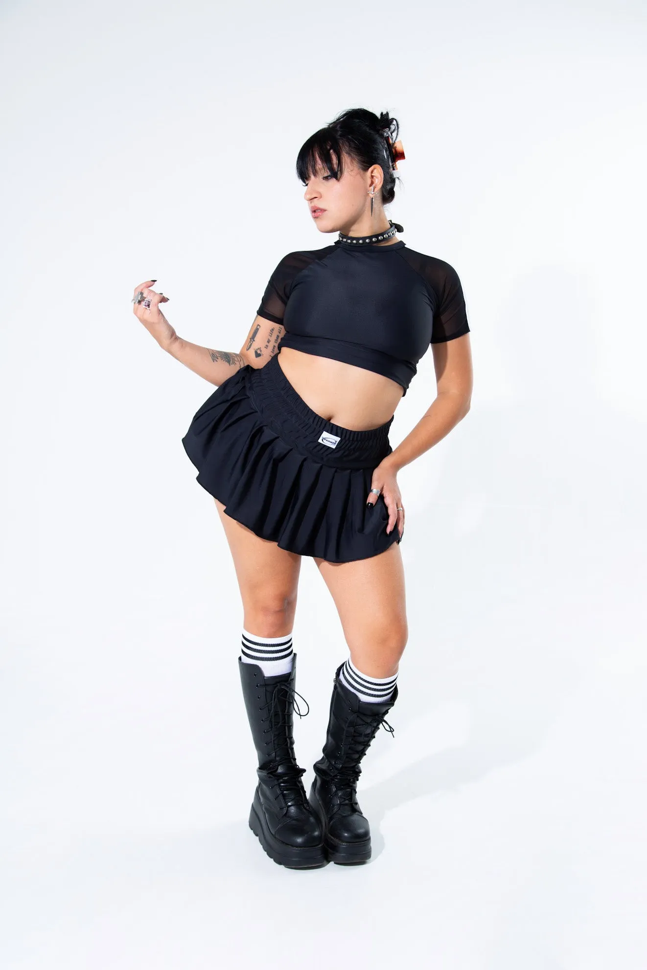 Black Striped Soccer Crop Top