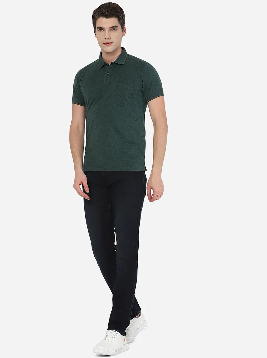 Bottel Green Solid Slim Fit Polo T-Shirt | Greenfibre