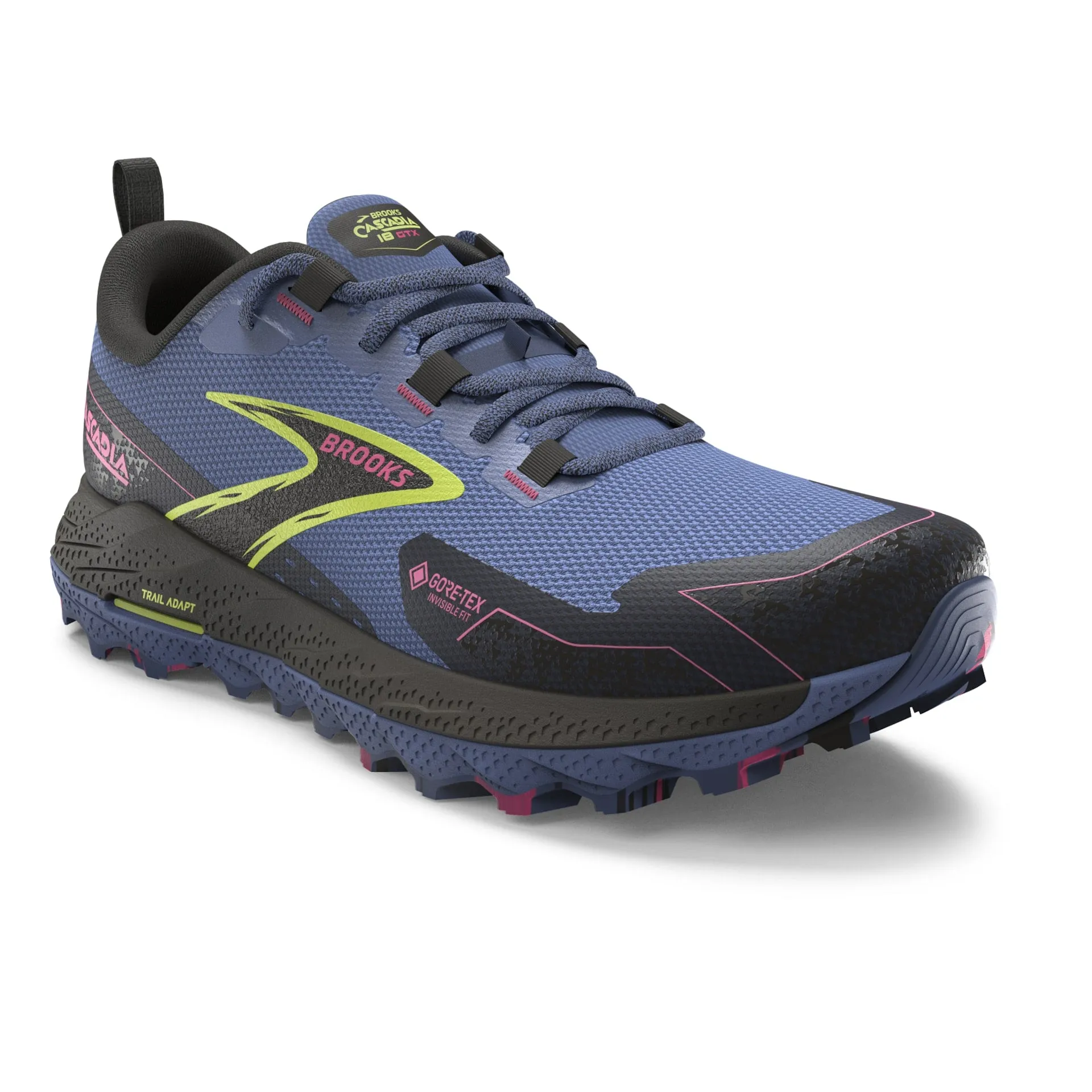 Brooks Womens Trainer Cascadia 18 GTX Grey Blue/Black/Pink