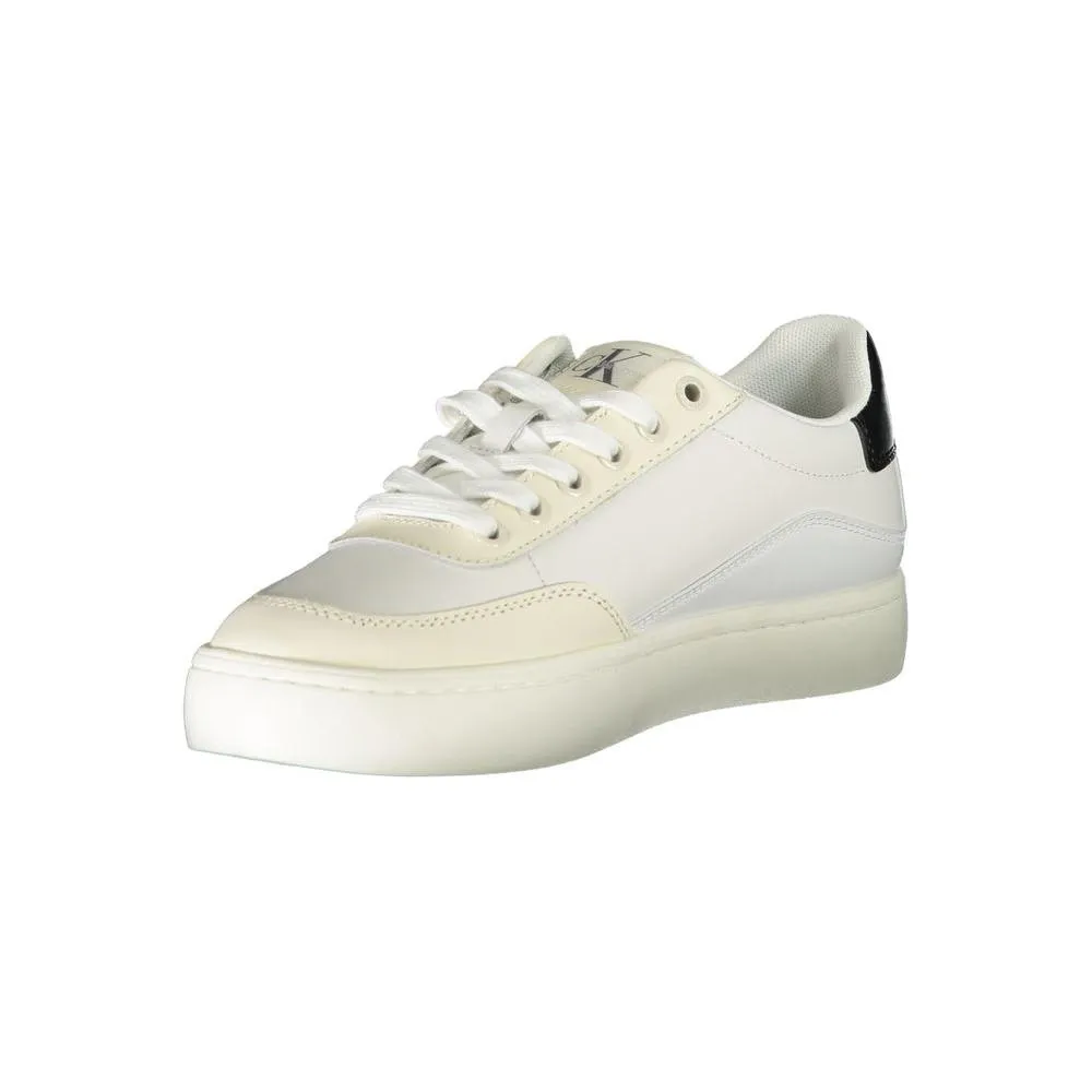 Calvin Klein Chic White Lace-Up Sneakers with Contrast Detailing