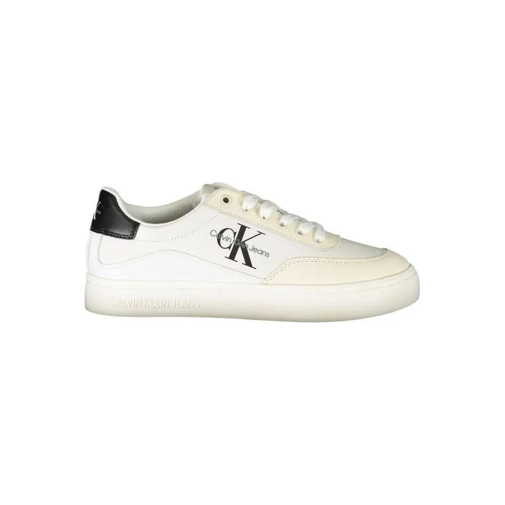 Calvin Klein Chic White Lace-Up Sneakers with Contrast Detailing