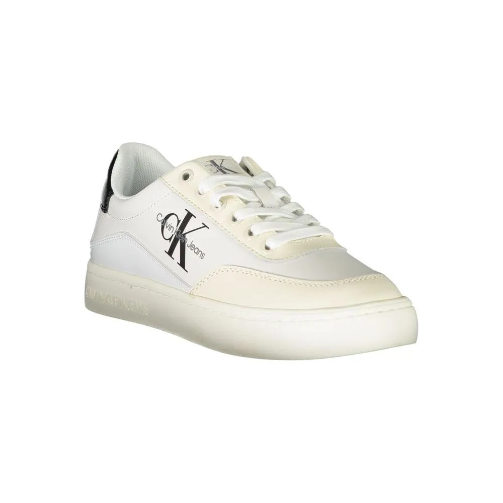 Calvin Klein Chic White Lace-Up Sneakers with Contrast Detailing