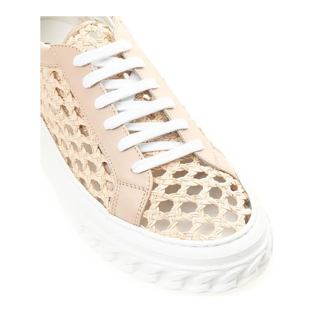 Casadei Chic Beige Leather Sneakers