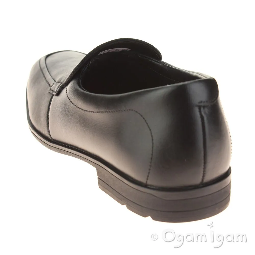 Clarks Willis Step BL Boys Black School Shoe