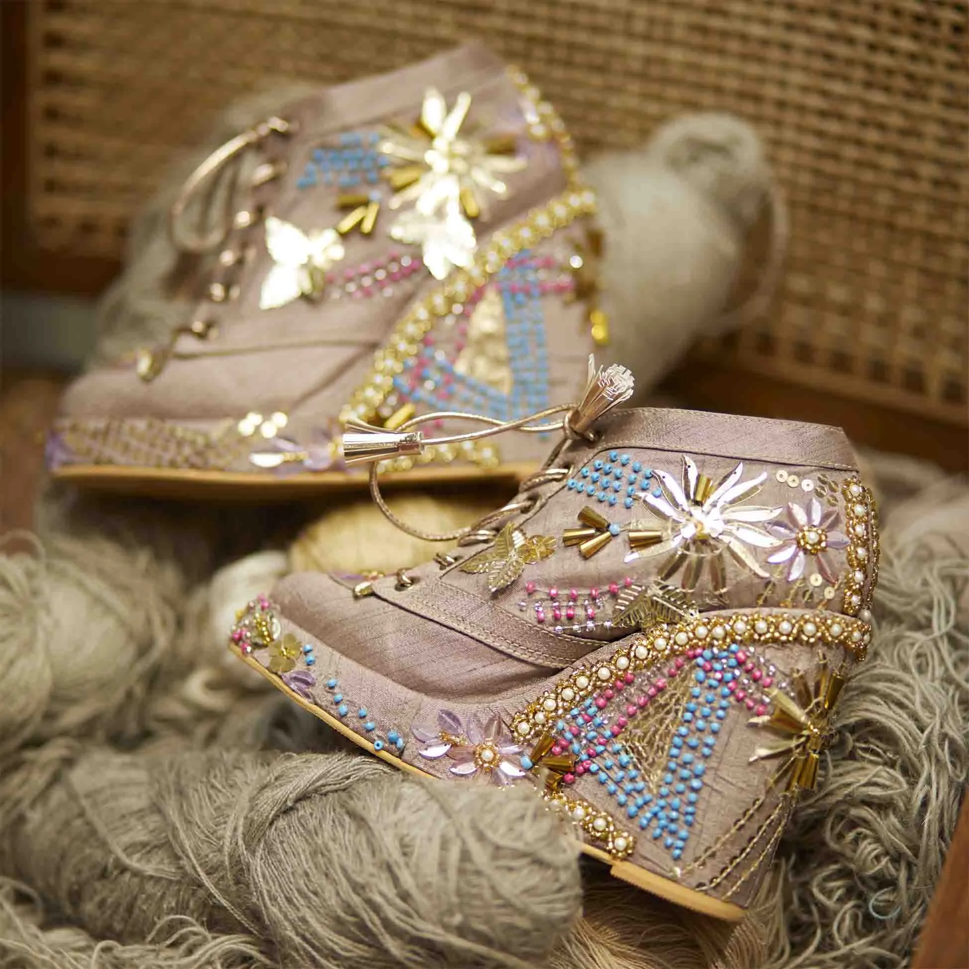 Copper Bridal Sneaker Wedges - Customized Wedding Shoes | Tiesta