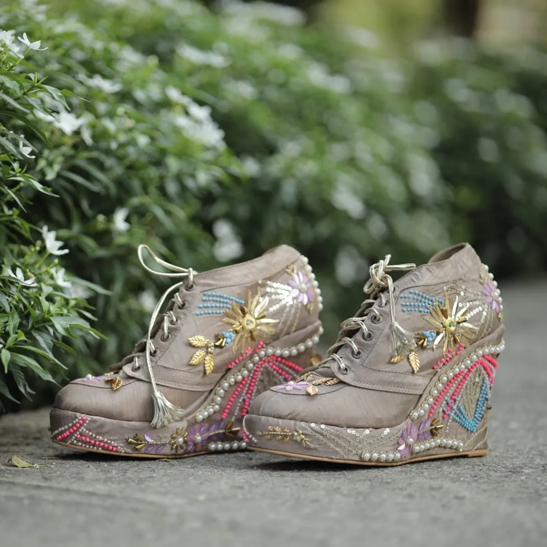 Copper Bridal Sneaker Wedges - Customized Wedding Shoes | Tiesta