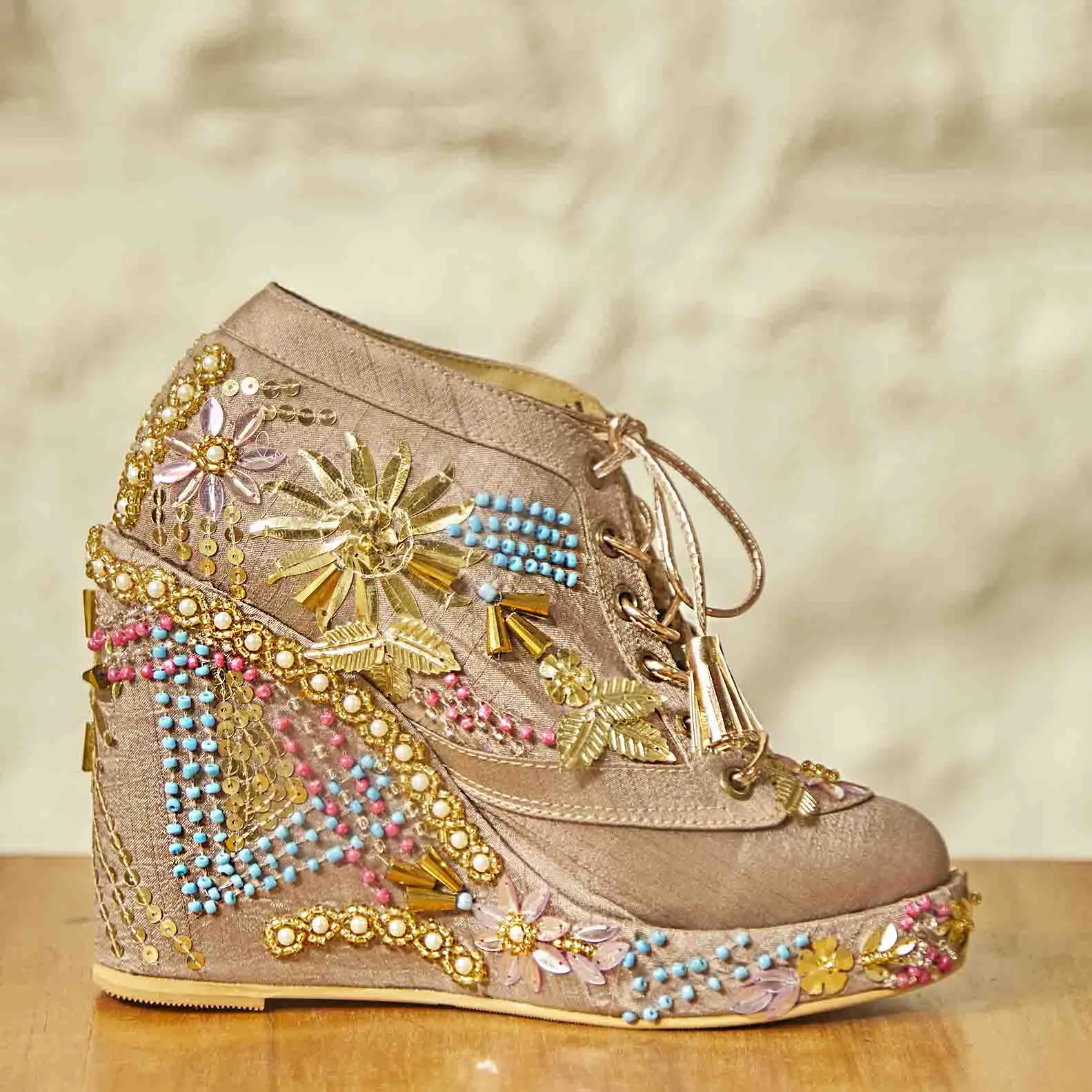 Copper Bridal Sneaker Wedges - Customized Wedding Shoes | Tiesta