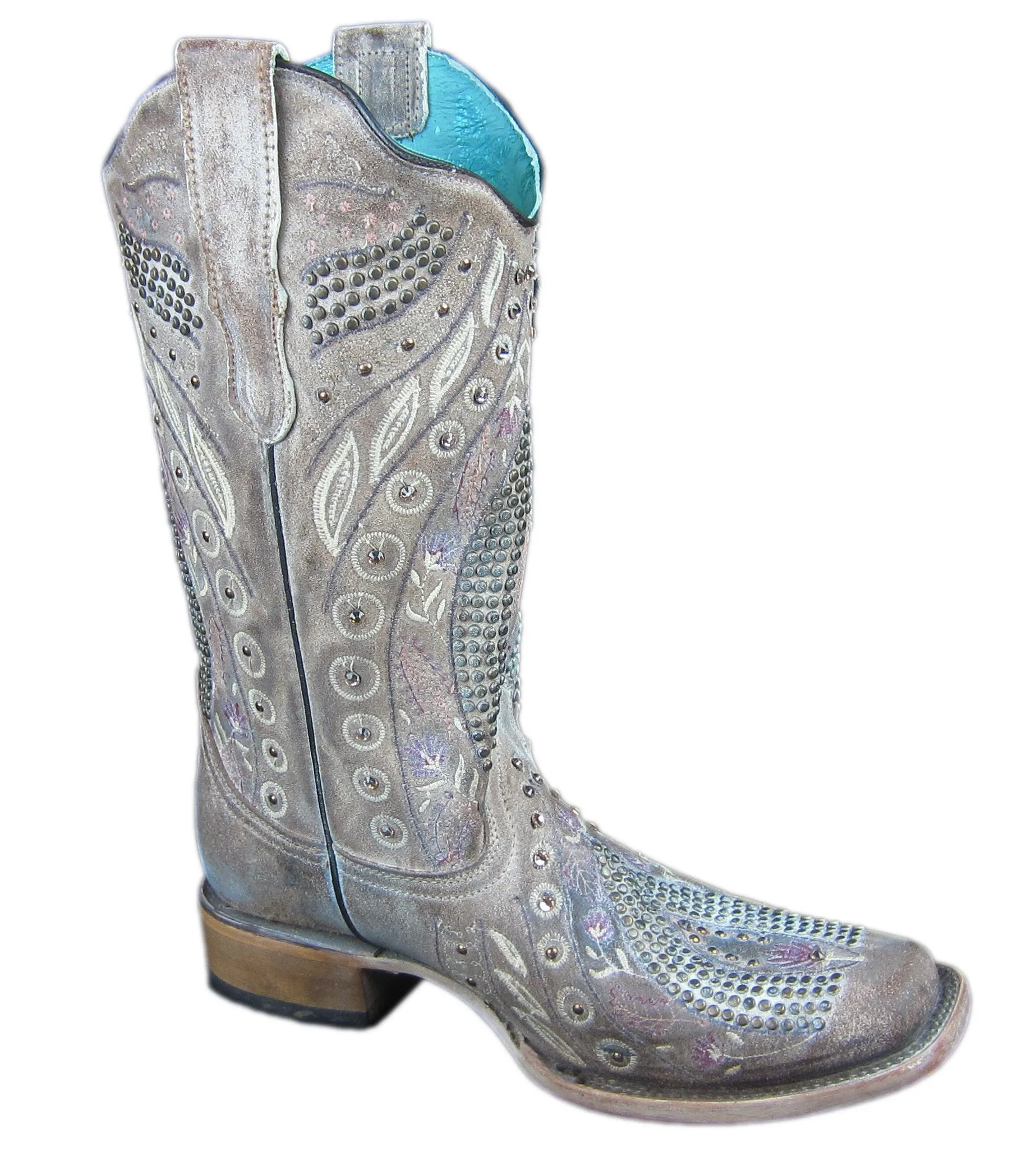 CORRAL Ladies Boots Studs Flower Embroidery with Crystals, Taupe