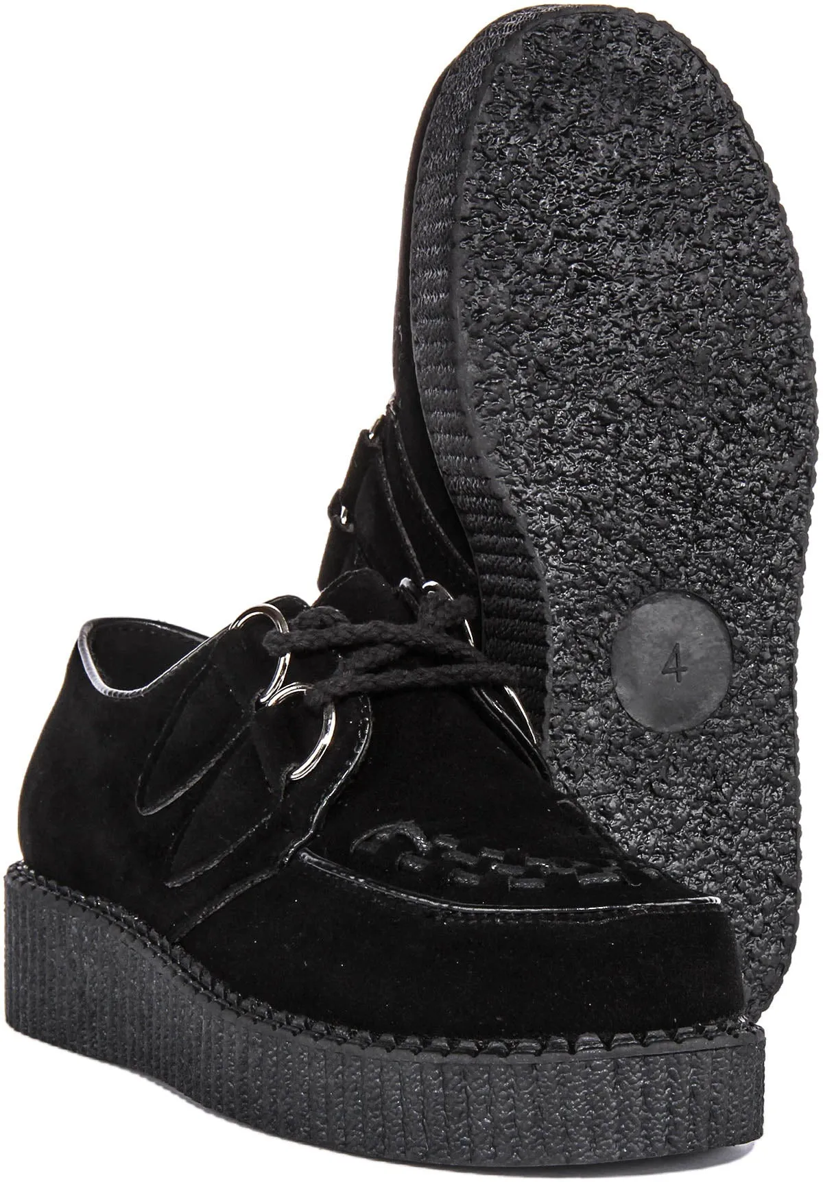 Creepers Single Sole Lace Up In Black Suede For Women