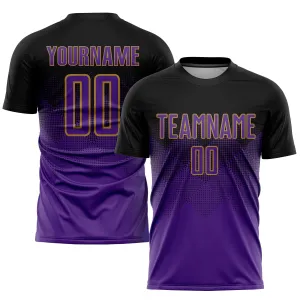 Custom Black Purple-Old Gold Sublimation Soccer Uniform Jersey