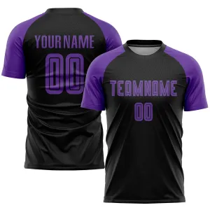 Custom Black Purple Sublimation Soccer Uniform Jersey