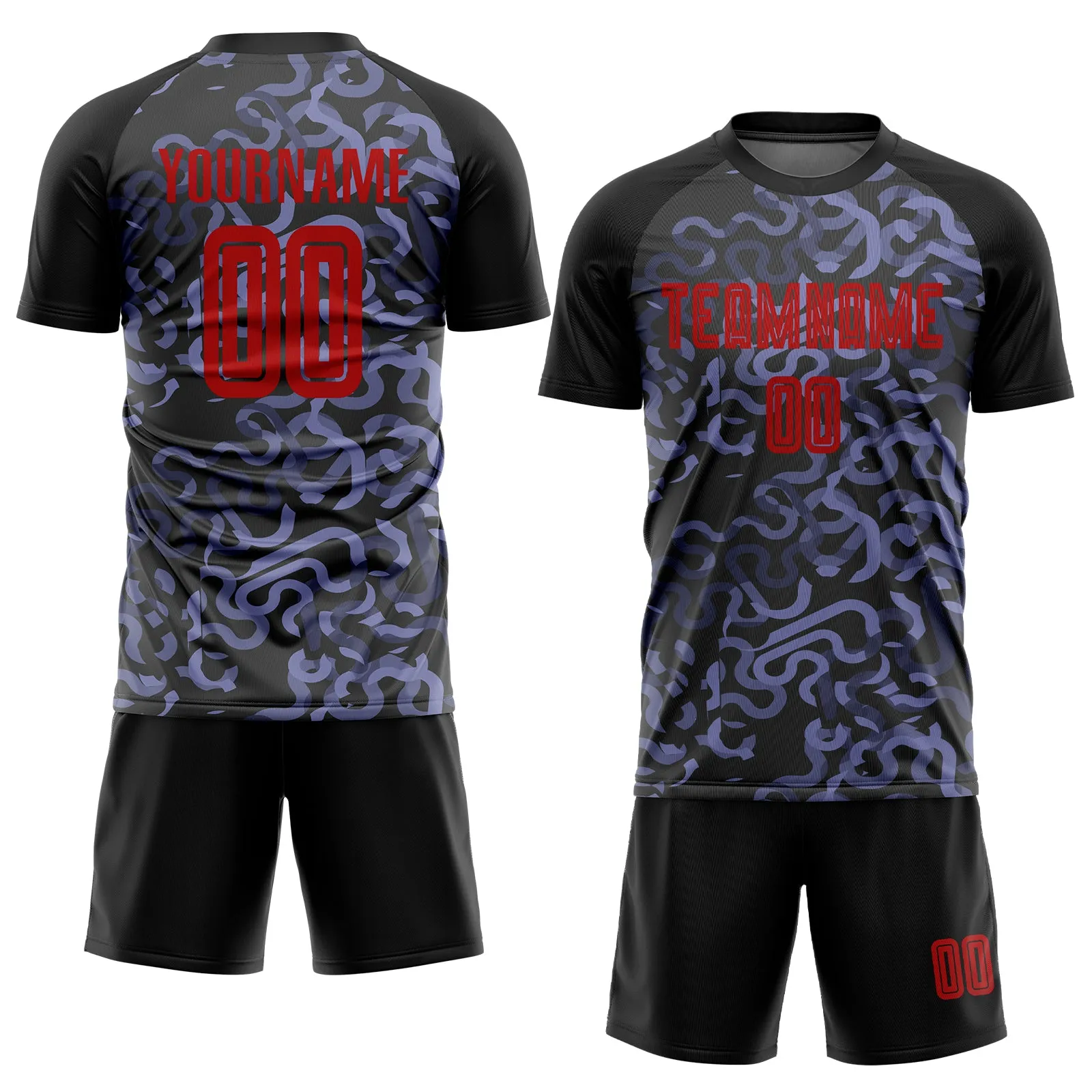 Custom Black Red-Purple Third Sublimation Soccer Uniform Jersey