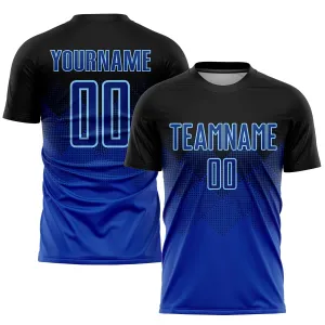 Custom Black Royal-Light Blue Sublimation Soccer Uniform Jersey