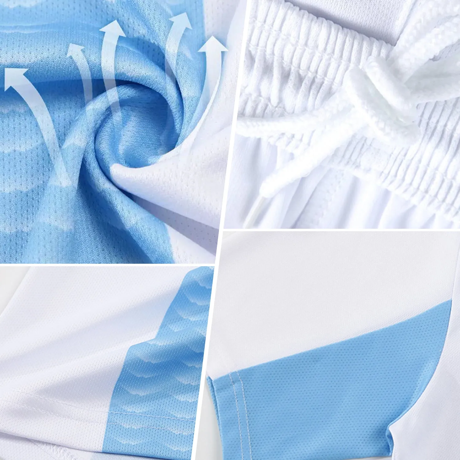 Custom Black Sky Blue-White Line Sublimation Soccer Uniform Jersey