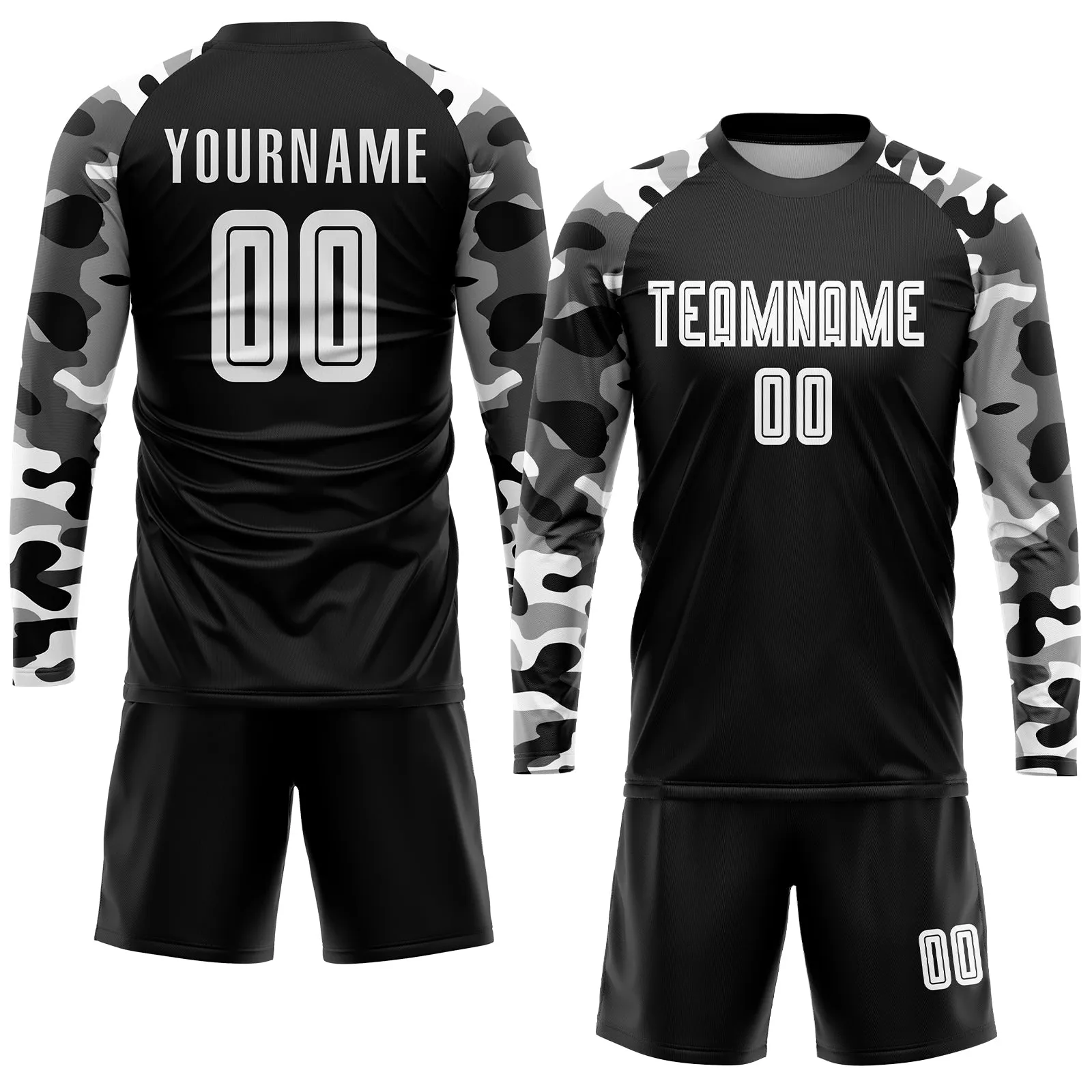 Custom Black White-Camo Sublimation Soccer Uniform Jersey