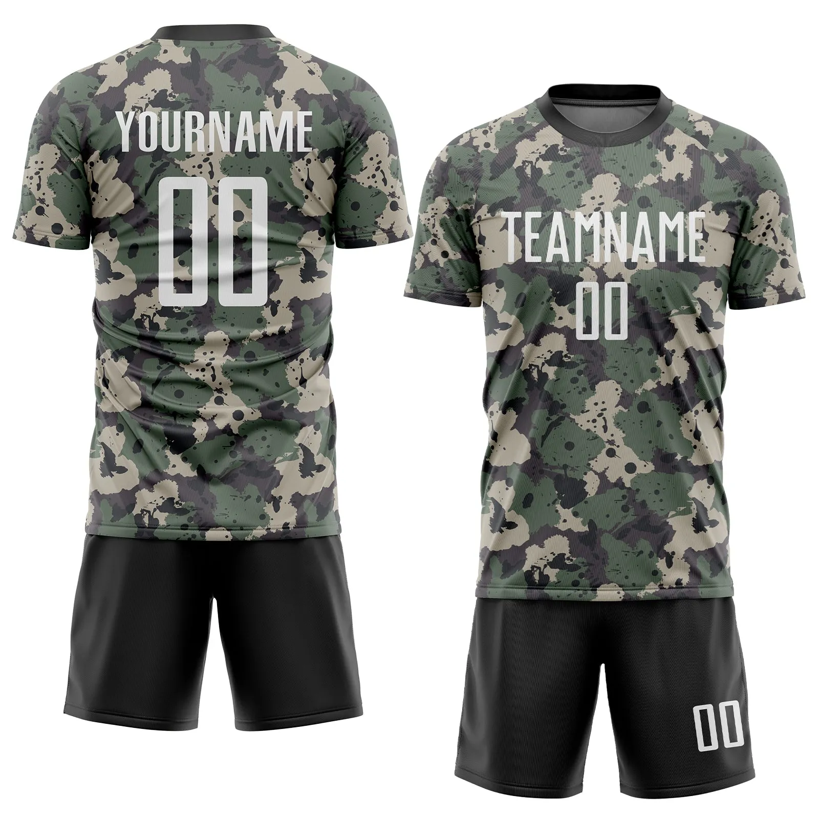 Custom Camo White-Black Sublimation Salute To Service Soccer Uniform Jersey