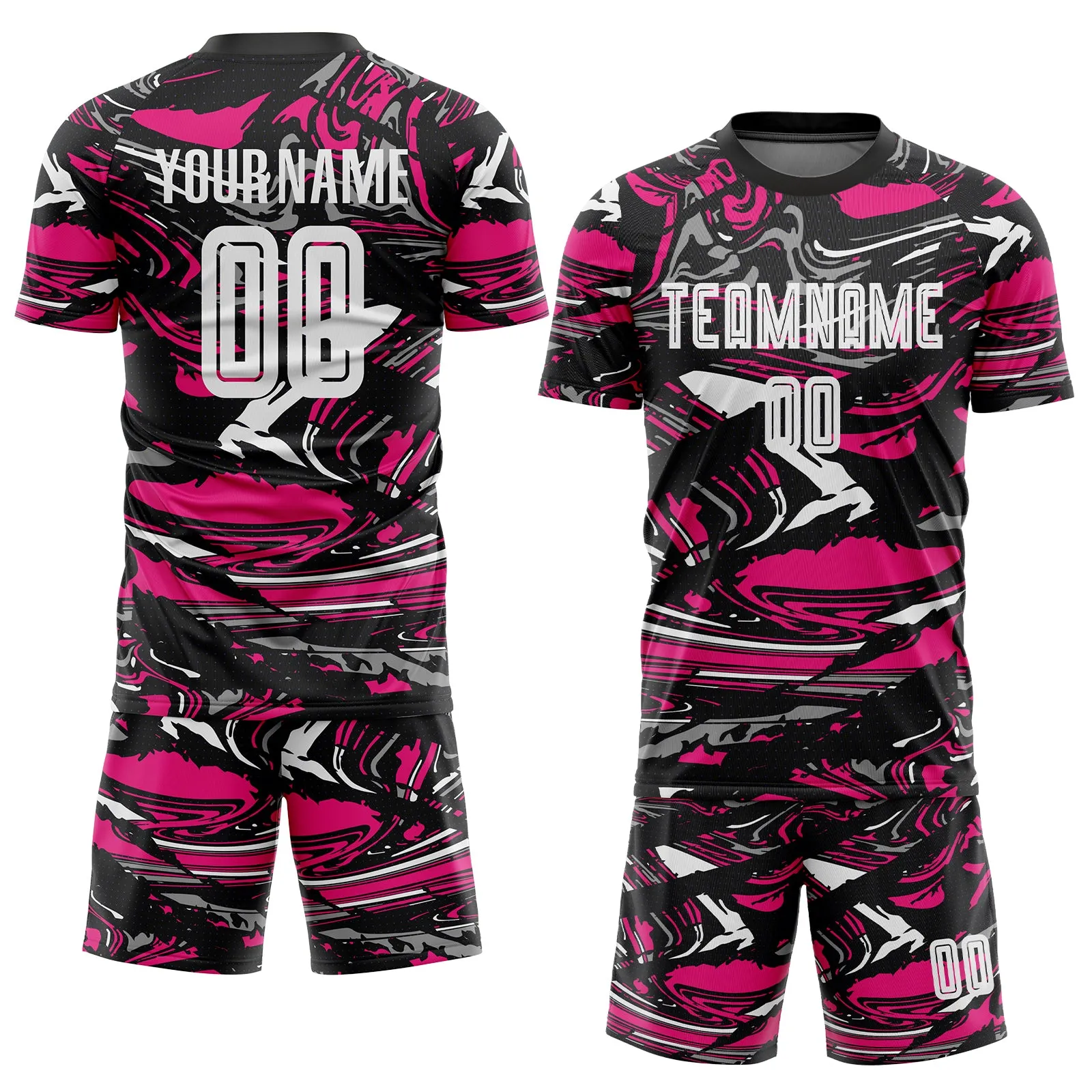 Custom Figure White-Hot Pink Sublimation Soccer Uniform Jersey