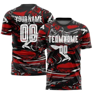 Custom Figure White-Red Sublimation Soccer Uniform Jersey