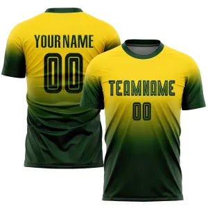 Custom Gold Green Sublimation Fade Fashion Soccer Uniform Jersey