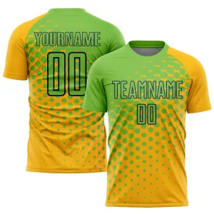 Custom Gold Neon Green-Navy Sublimation Soccer Uniform Jersey