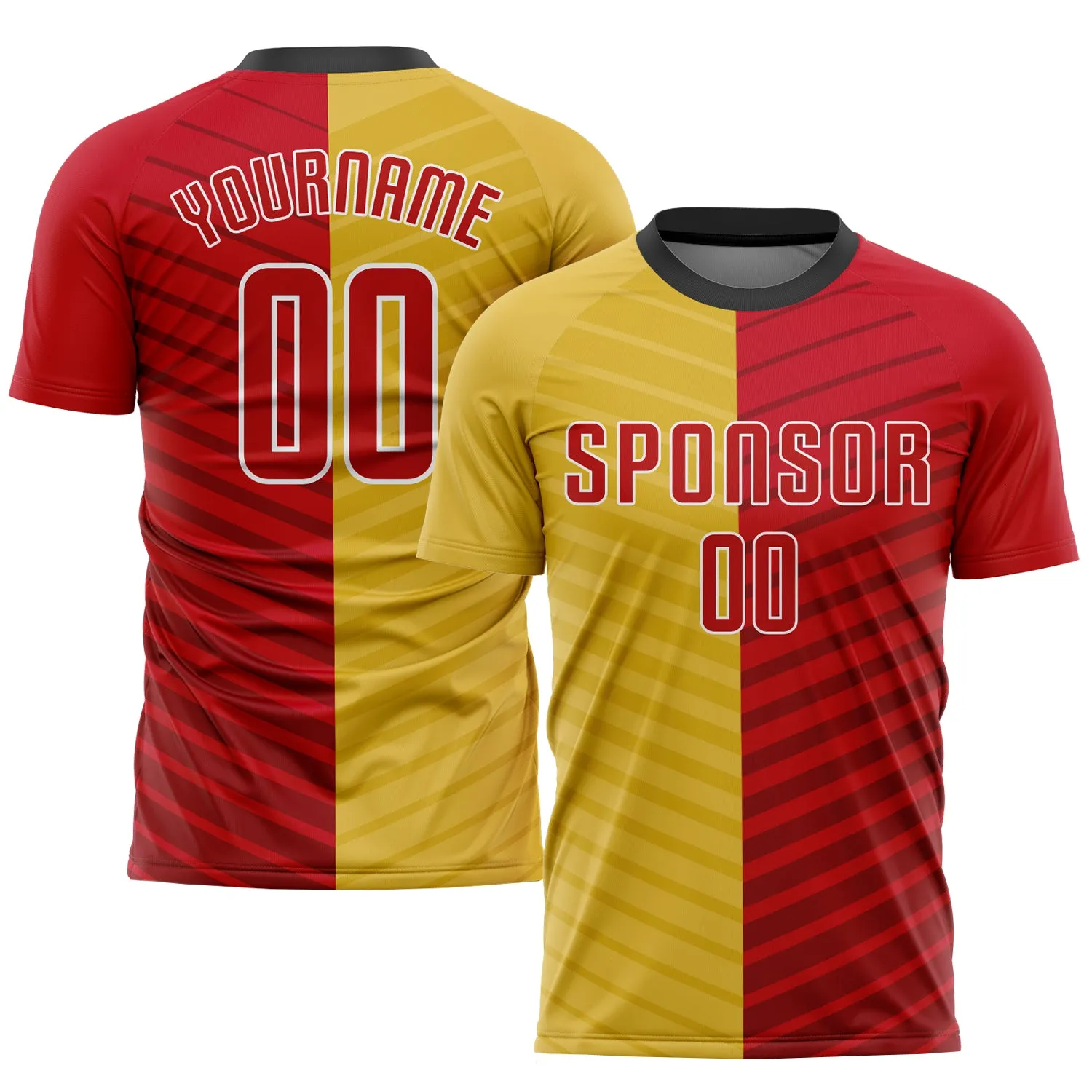 Custom Gold Red-White Sublimation Soccer Uniform Jersey